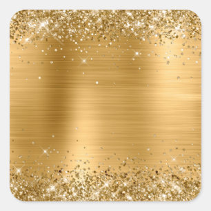 Sticker Carré Glittery Gold Foil Blu