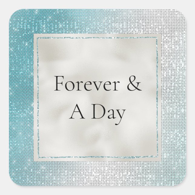 Sticker Carré Glitzy Aqua Ombre Sparkle Mariage (Devant)