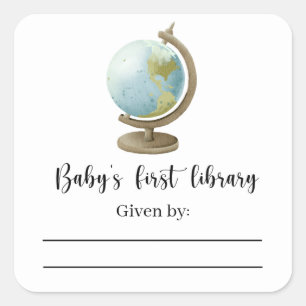 Sticker Carré Globe - Baby shower, livres pour bébé