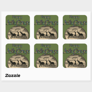 Sticker Carré Gloire de trompette de Mara Éléphant africain Zèbr