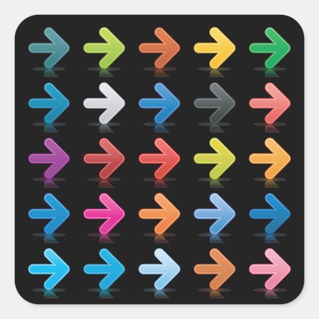 Sticker Carré Glossy Arrows Set Vibrant Directional Pointers (Devant)