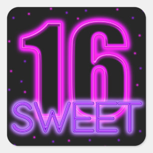 Sticker Carré Glow in the Dark Sweet 16