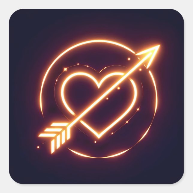 Sticker Carré glowing image of a heart with cupid's arrow (Devant)