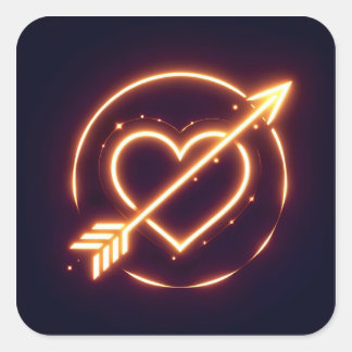 Sticker Carré glowing image of a heart with cupid's arrow