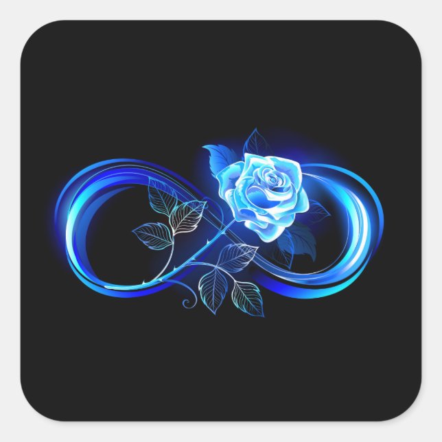 Sticker Carré Glowing infinity with blue rose (Devant)
