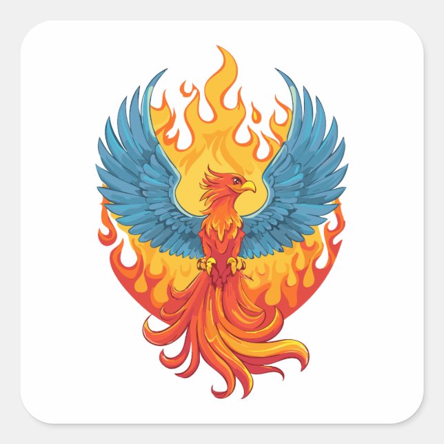 Sticker Carré Glowing mythological Fantasy Phoenix Bird (Devant)
