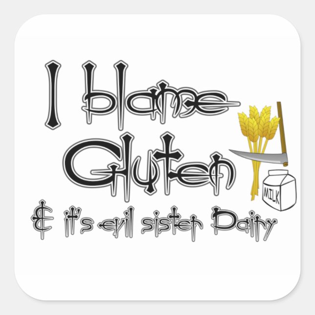 Sticker Carré Gluten Gratuit & Laitier Gratuit (Devant)