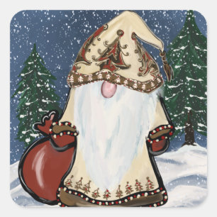 STICKER CARRÉ GNOME DE NOËL