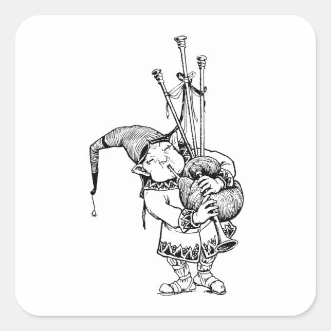 Sticker Carré Gnome et ses tuyaux (Devant)