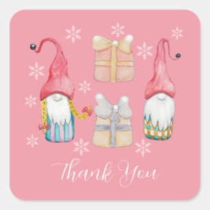Sticker Carré Gnomes Cadeaux de Noël Vintage