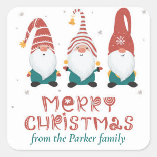 Sticker Carré Gnomes comiques amusants Noël