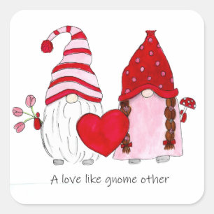 Sticker Carré Gnomes de la Saint-Valentin Un amour comme aucun a