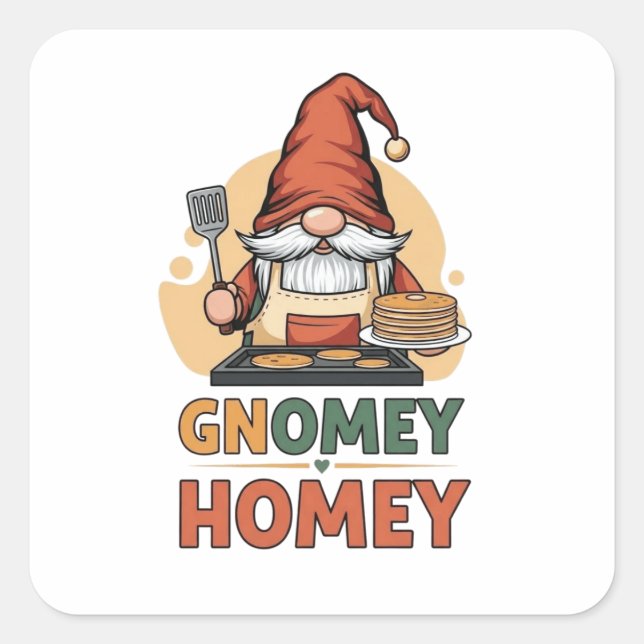 Sticker Carré Gnomey Homey crêpes design (Devant)