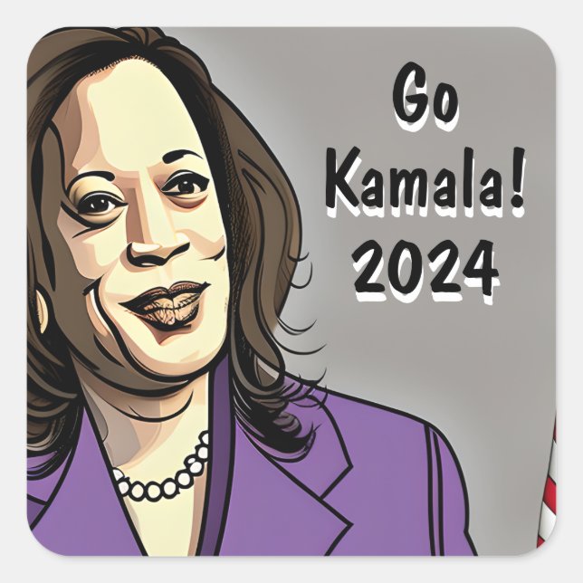 Sticker Carré Go Kamala 2024 Elections présidentielles américain (Devant)