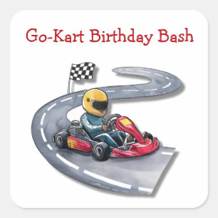 Sticker Carré Go-Kart Anniversaire Bash