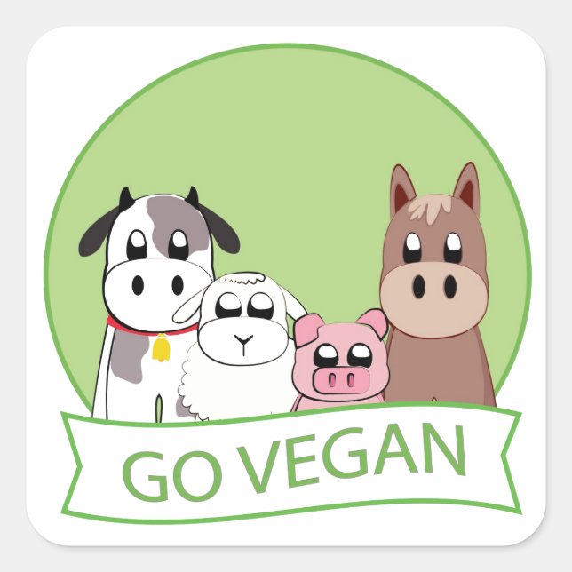Sticker Carré Go Vegan (Devant)