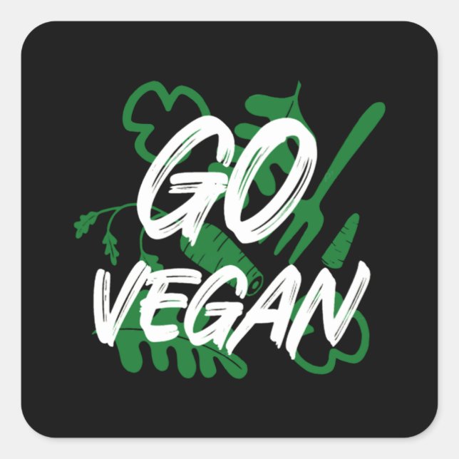 Sticker Carré go veggift for vegetarilovers green food (Devant)