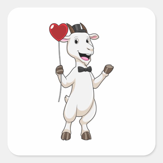 Sticker Carré Goat as Groom avec Heart Balloon (Devant)
