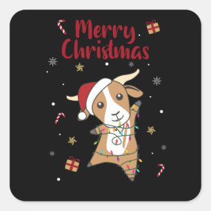 Sticker Carré Goat Christmas Goats Winter Animals