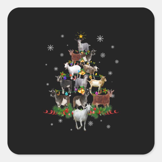 Sticker Carré Goat Christmas Tree Snow Goat Xmas (Devant)