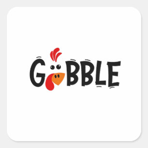 Sticker Carré Gobble Funny Thanksgiving Turquie fête