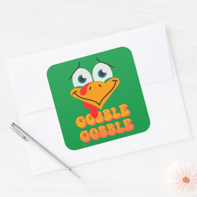 Sticker Carré GOBBLE GOBBLE drôle d'action de grâce (Enveloppe)