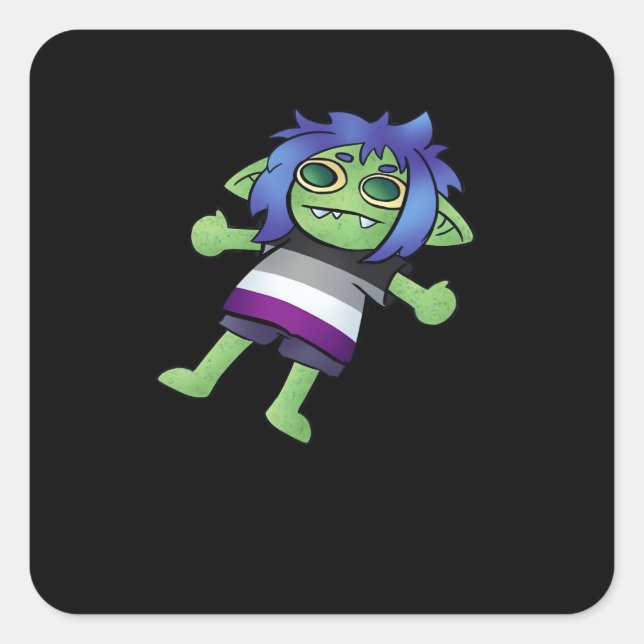 Sticker Carré Goblincore Asexual Pride Goblin Classic (Devant)