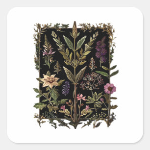 Sticker Carré Goblincore Sorcière Victorienne Herbes Classique