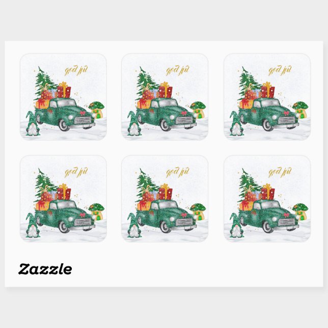 Sticker Carré God Jul Swedish Gnomes (Feuille)
