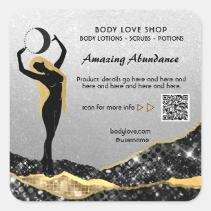 Sticker Carré *~* Goddess SILVER Parties scintillant Intention s