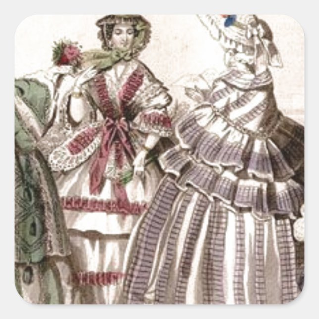 Sticker Carré Godey's Ladies Book Victorian Fashion Plate Weddin (Devant)