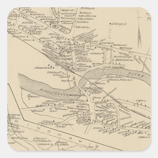 Sticker Carré Goffstown PO, Pelham (Devant)