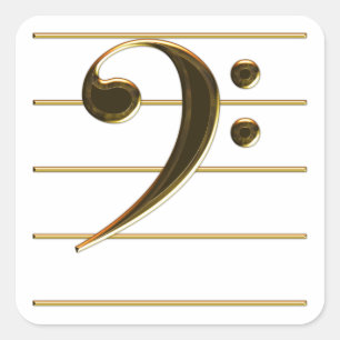 Sticker Carré Gold Bass Clef Music Note