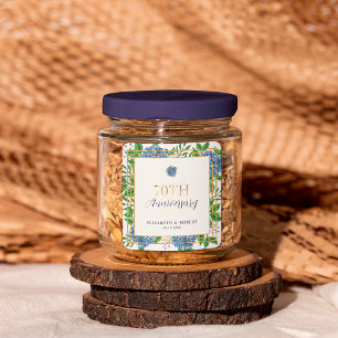 Sticker Carré Gold Blue Hydrangea 70e anniversaire Mariage