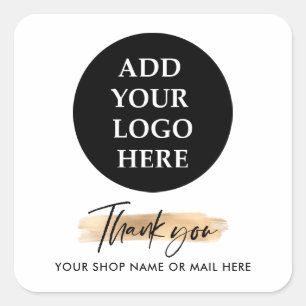 Sticker Carré Gold Business MERCI HAND LOTTEET LOGO v2