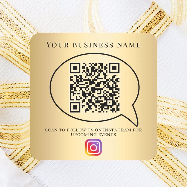 Sticker Carré Gold business name qr code instagram (Créateur téléchargé)