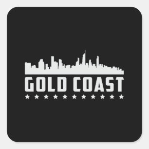 Sticker Carré Gold Coast Australia City Skyline Cityscape Cadeau