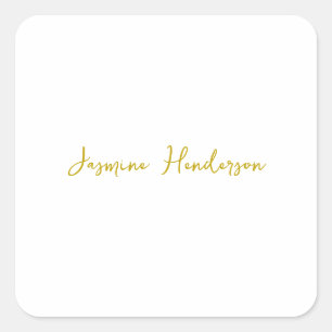 Sticker Carré Gold Color Calligraphy Professional Nom personnali
