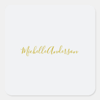 Sticker Carré Gold Color Modern Minimaliste Nom d'écriture manus