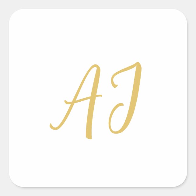 Sticker Carré Gold Color Monogram Professional Classical Initial (Devant)