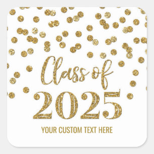 Sticker Carré Gold Confetti Graduation 2025