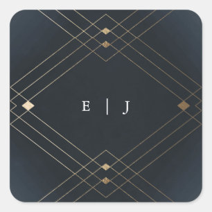 Sticker Carré Gold Diamond Marine Géométrique Déco Mariage Gatsb