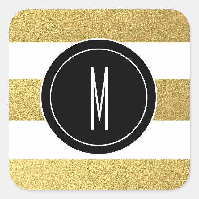 STICKER CARRÉ GOLD FOIL STRIPES | MONOGRAM NOIR (Devant)