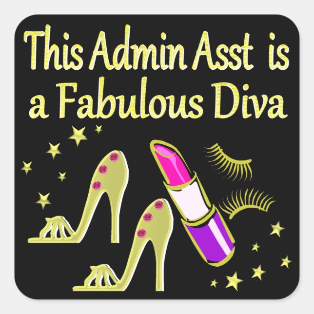 STICKER CARRÉ GOLD GLITZY ADMIN ASSISTANT DIVA DESIGN (Devant)