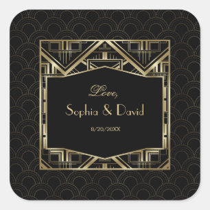 Sticker Carré Gold Great Gatsby Art Déco Style Mariage