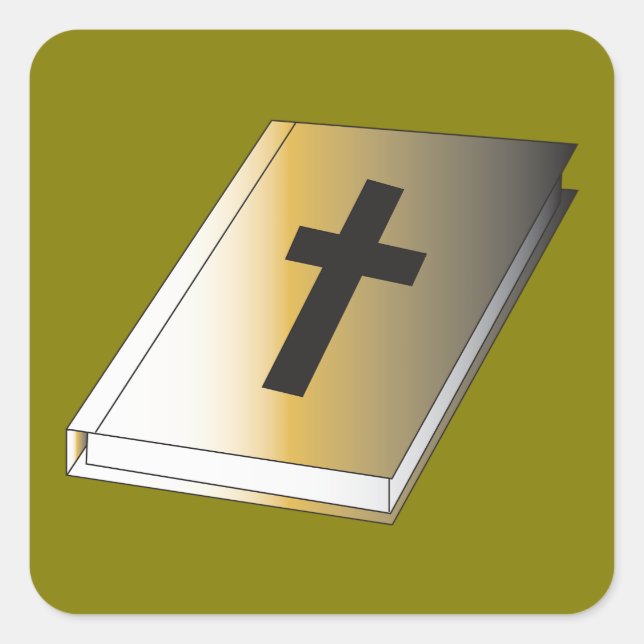 Sticker Carré Gold Holy Bible with Black Cross Religious (Devant)