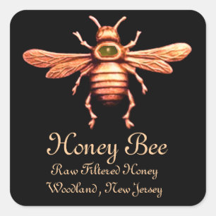 STICKER CARRÉ GOLD HONEY BEE / BEEKEEPER BEEKEEPER