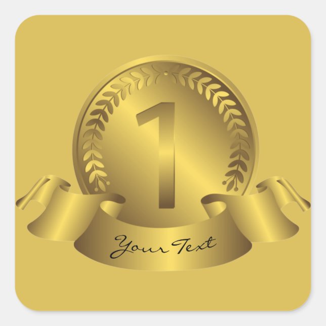 Sticker Carré Gold Medal & Custom text Award du meilleur winner (Devant)