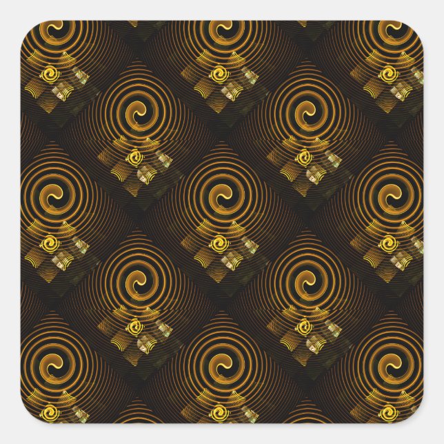 Sticker Carré Gold Modern Boho Elegant Abstract Art Pattern #502 (Devant)
