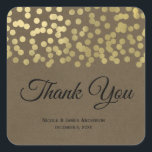 Sticker Carré Gold Modern Chic Rustic Kraft Chic Mariage<br><div class="desc">Customisez avec tout texte. Des éléments correspondants sont disponibles.</div>